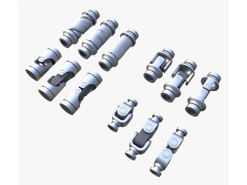 Cardan Shaft Joints 12 Pieces Set M1 3D Model