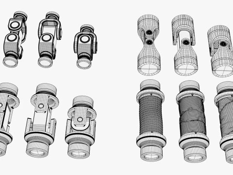 Cardan Shaft Joints 12 Pieces Set M1 3D Model