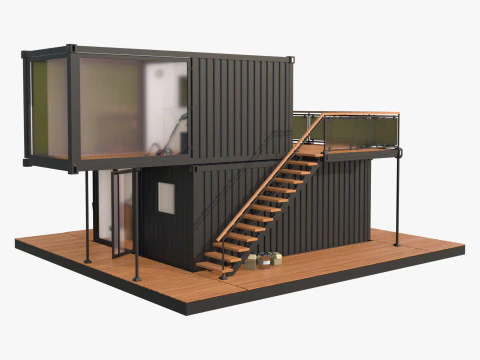 モダンなモジュール式コンテナハウス 2 階建て M1 3Dモデル