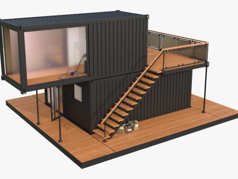 Moderna casa container modulare a 2 piani M1 Modello 3D