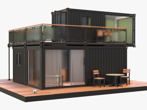 Casa modular moderna de cont&ecirc;ineres de 2 andares M1 Modelo 3D