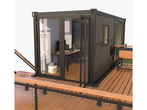 Casa modular moderna de cont&ecirc;ineres de 2 andares M1 Modelo 3D