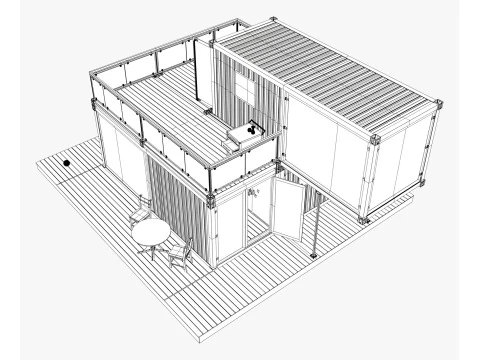 Moderna casa container modulare a 2 piani M1 Modello 3D