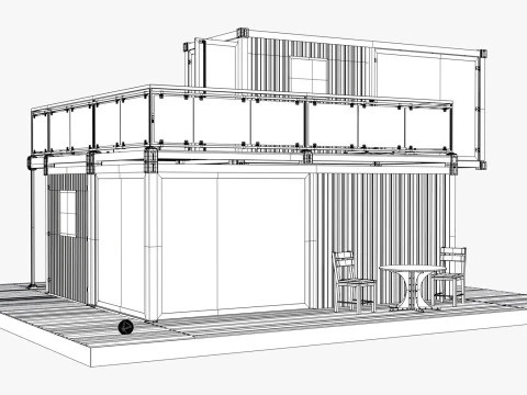 Moderna casa container modulare a 2 piani M1 Modello 3D