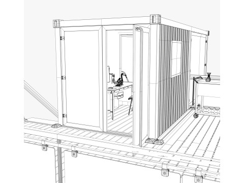 Casa modular moderna de cont&ecirc;ineres de 2 andares M1 Modelo 3D