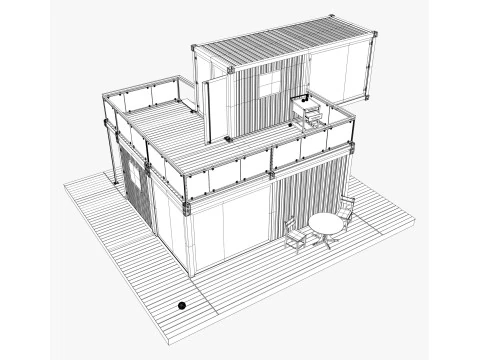 Moderna casa container modulare a 2 piani M1 Modello 3D