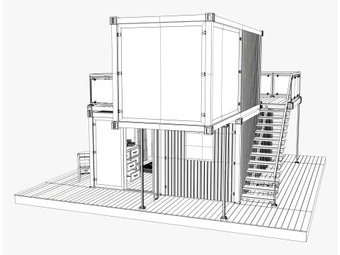 Moderna casa container modulare a 2 piani M1 Modello 3D