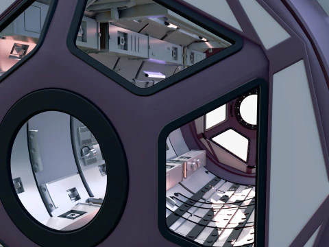 Sci-Fi Space Station Observation Deck M1 3D Model