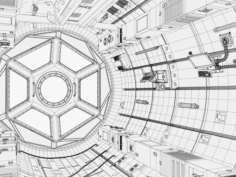 Sci-Fi Space Station Observation Deck M1 3D Model