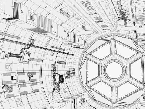 Sci-Fi Space Station Observation Deck M1 3D Model