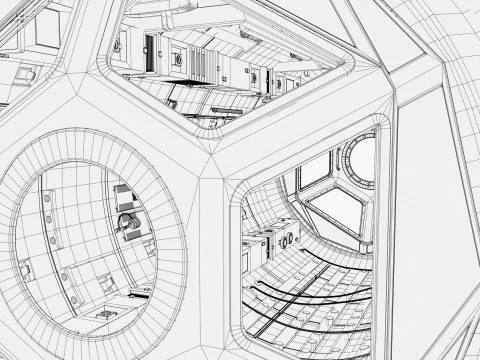 Sci-Fi Space Station Observation Deck M1 3D Model