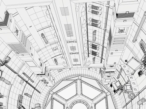 Sci-Fi Space Station Observation Deck M1 3D Model