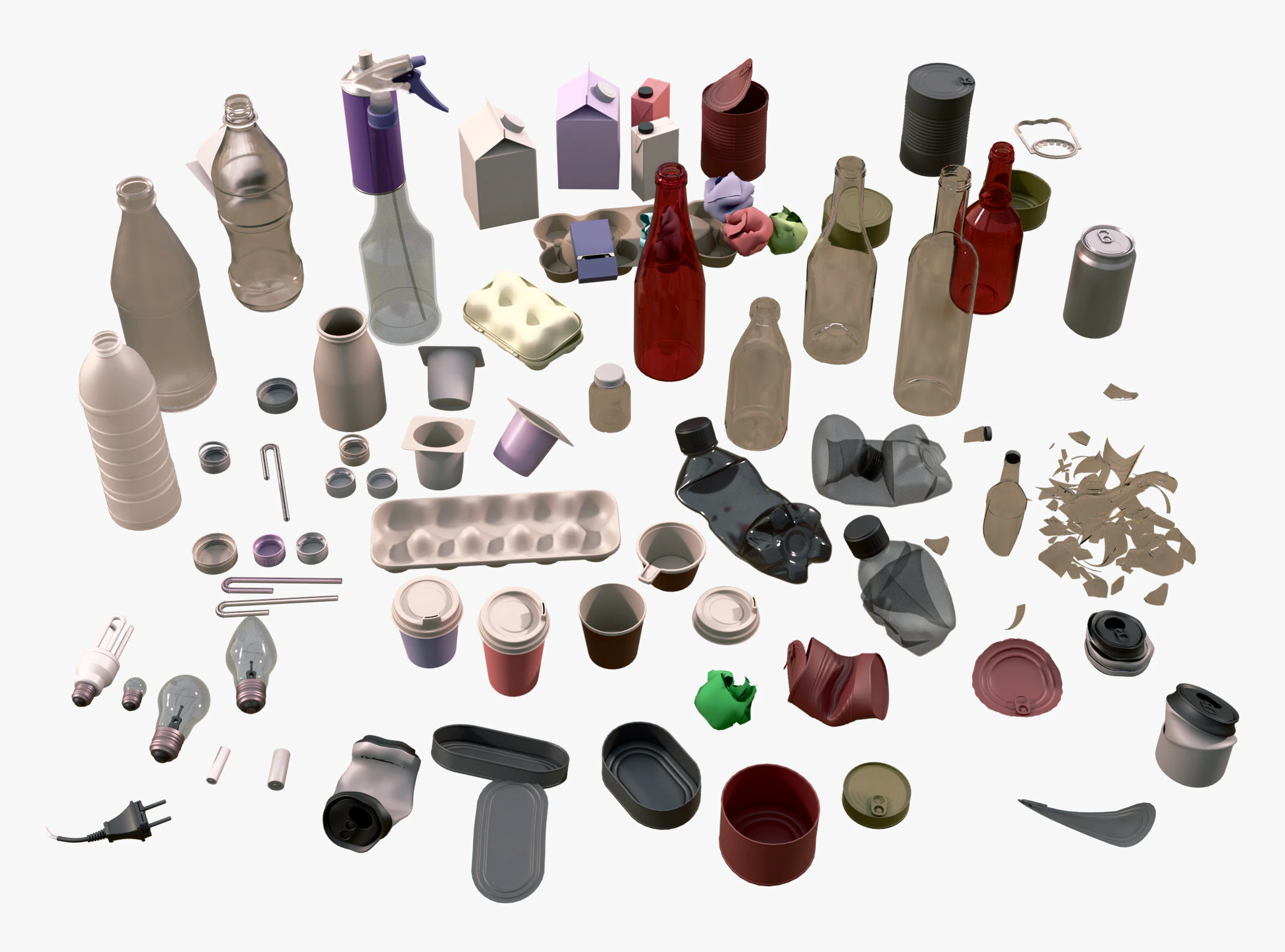 Household Trash and Debris Set M1 3D Model .c4d .max .obj .3ds .fbx .stl .blend 