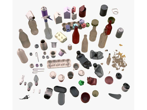 Household Trash and Debris Set M1 3D Model