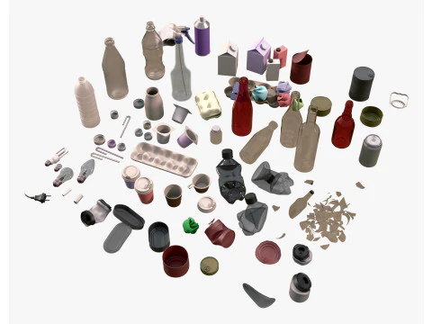 Household Trash and Debris Set M1 3D Model