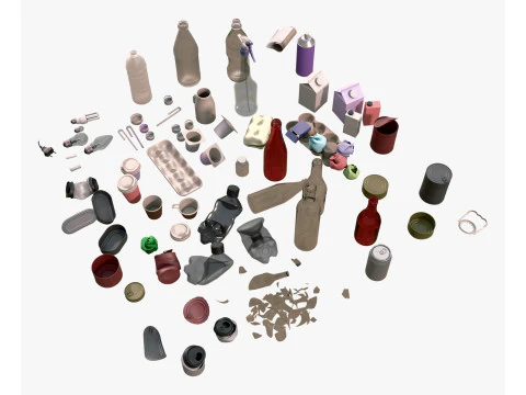 Household Trash and Debris Set M1 3D Model