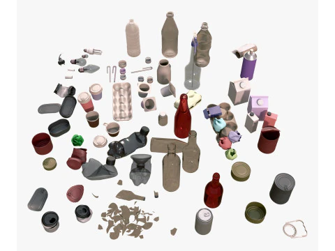 Household Trash and Debris Set M1 3D Model