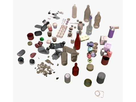 Household Trash and Debris Set M1 3D Model
