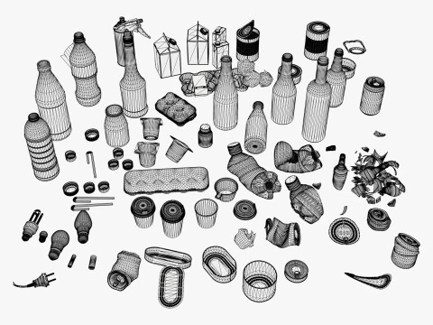 Household Trash and Debris Set M1 3D Model