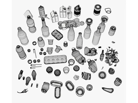Household Trash and Debris Set M1 3D Model