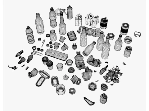 Household Trash and Debris Set M1 3D Model