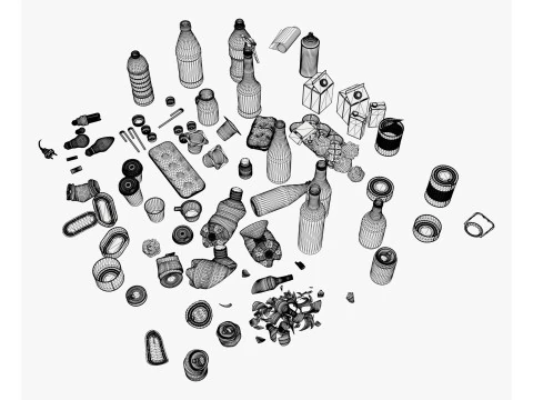 Household Trash and Debris Set M1 3D Model