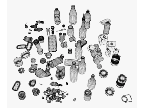 Household Trash and Debris Set M1 3D Model