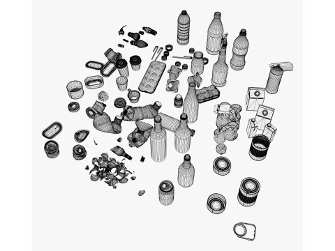 Household Trash and Debris Set M1 3D Model