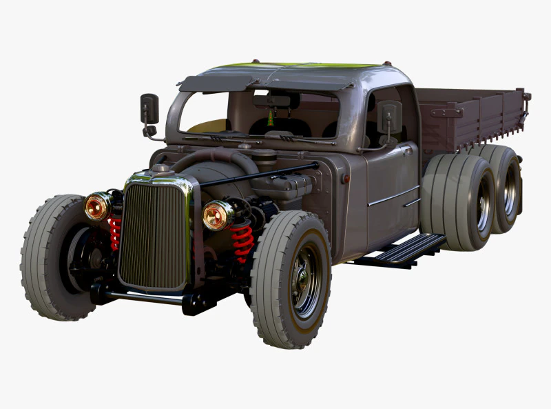 Camion Hot Rod retr&ograve; M1 Modello 3D .c4d .max .obj .3ds .fbx .stl .blend 