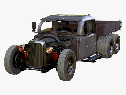 Caminh&atilde;o Hot Rod retr&ocirc; M1 Modelo 3D