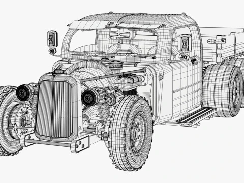 Camion Hot Rod retr&ograve; M1 Modello 3D