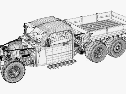 Camion Hot Rod retr&ograve; M1 Modello 3D