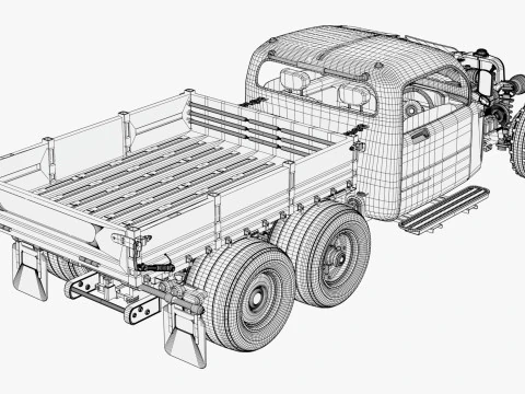 Camion Hot Rod retr&ograve; M1 Modello 3D