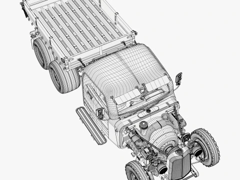 Camion Hot Rod retr&ograve; M1 Modello 3D