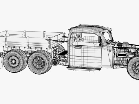 Camion Hot Rod retr&ograve; M1 Modello 3D