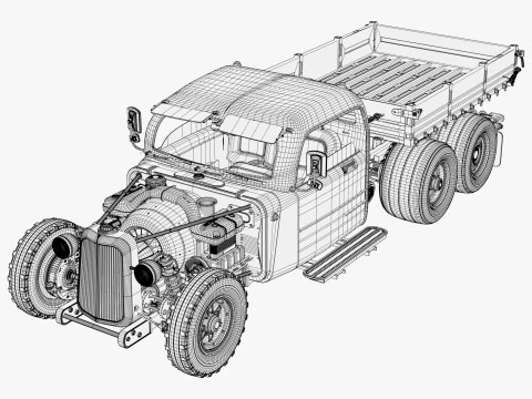 Camion Hot Rod retr&ograve; M1 Modello 3D
