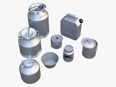 农场乳制品金属容器套装 M1 3D 模型