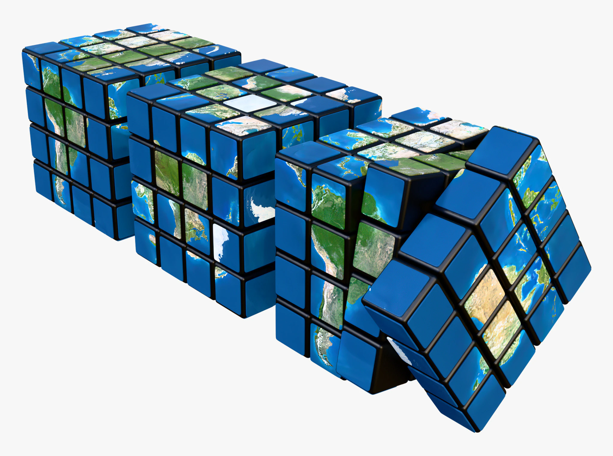 Rubiks Cube World Map M1 3D Model .c4d .max .obj .3ds .fbx .stl .blend 