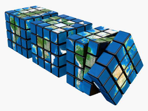 Mapa Mundial del Cubo de Rubik M1 Modelo 3D