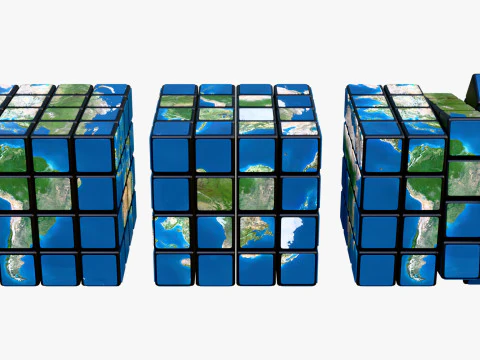 Rubiks Cube World Map M1 3D Model