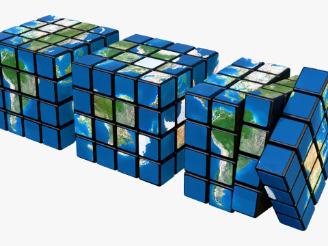 Rubiks Cube World Map M1 3D Model