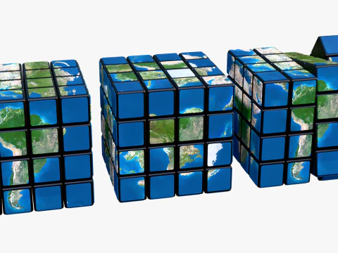 Rubiks Cube World Map M1 3D Model