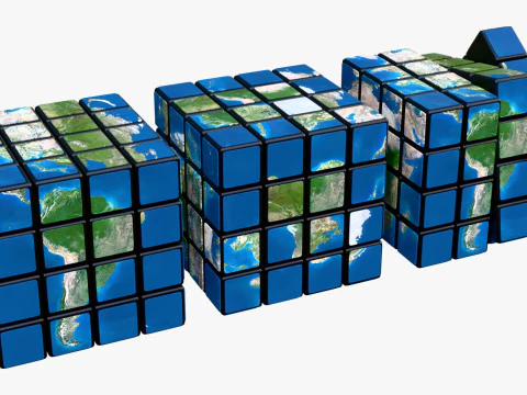 Rubiks Cube World Map M1 3D Model