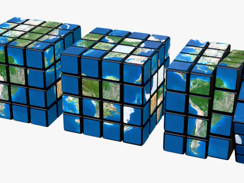 Rubiks Cube World Map M1 3D Model