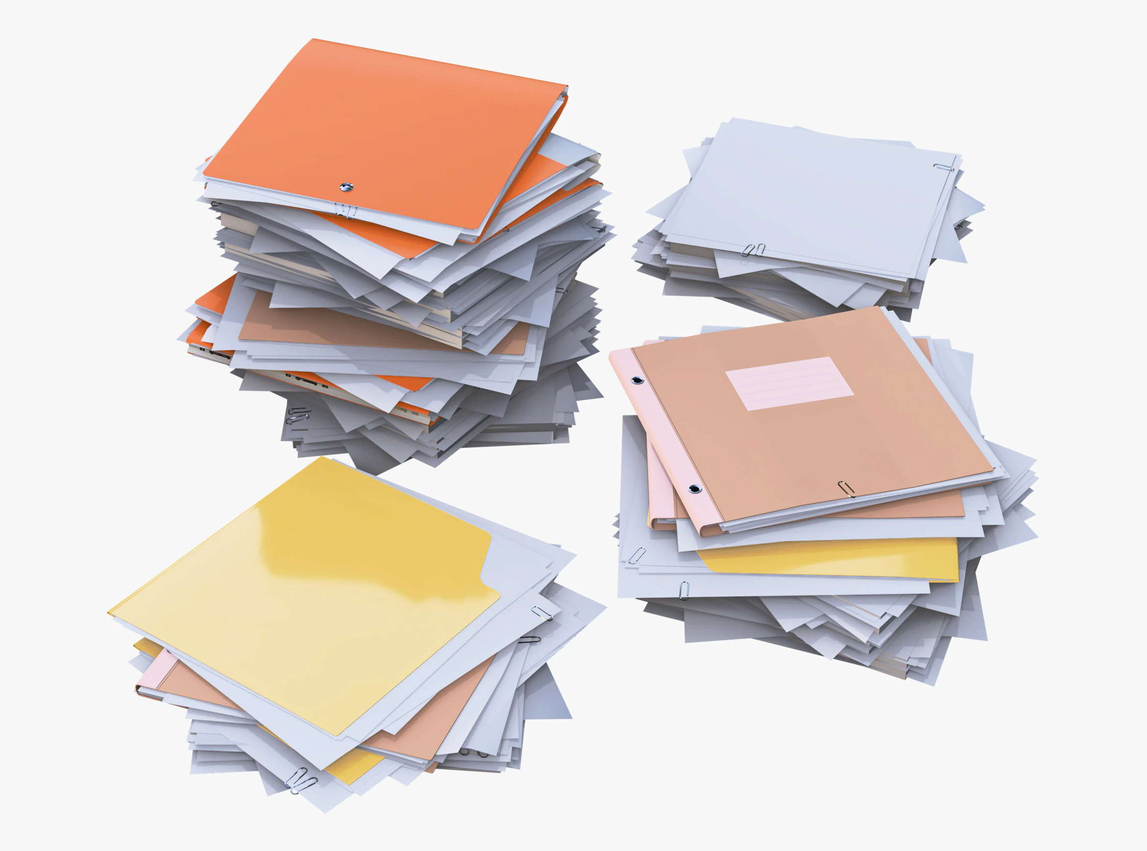 Set pile di scartoffie per ufficio M1 Modello 3D .c4d .max .obj .3ds .fbx .stl .blend