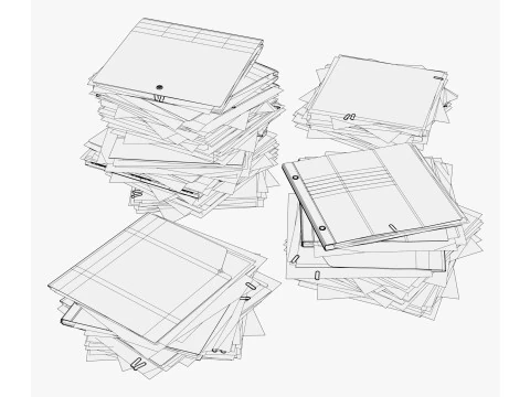 Set pile di scartoffie per ufficio M1 Modello 3D