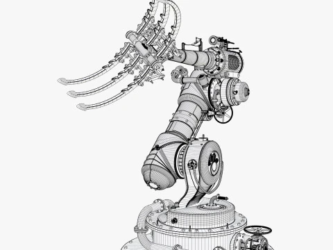 Braccio ad artiglio meccanico Steampunk M1 Modello 3D