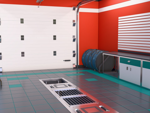 Auto Service Garage Interior M1 3D Model