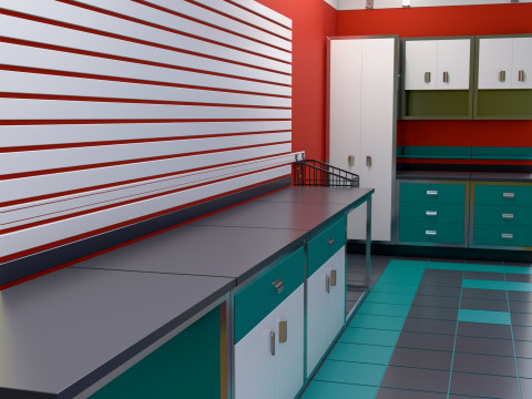 Auto Service Garage Interior M1 3D Model
