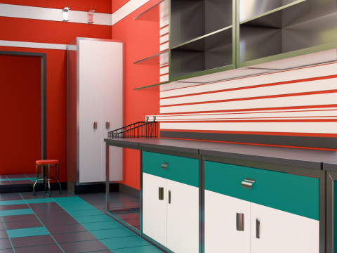 Auto Service Garage Interior M1 3D Model